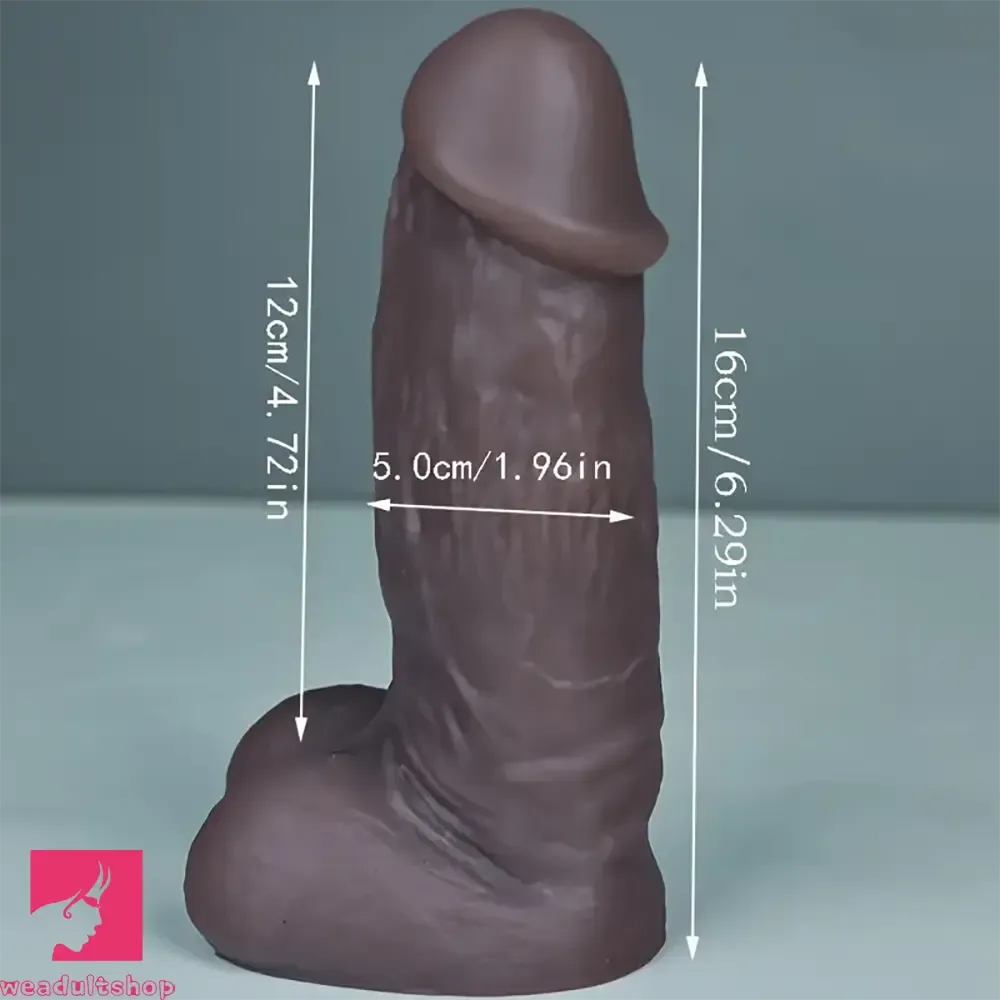 6.29in 6.69in 7.48in Realistic Soft Silicone Fat Ebony Dildo For Sex Love