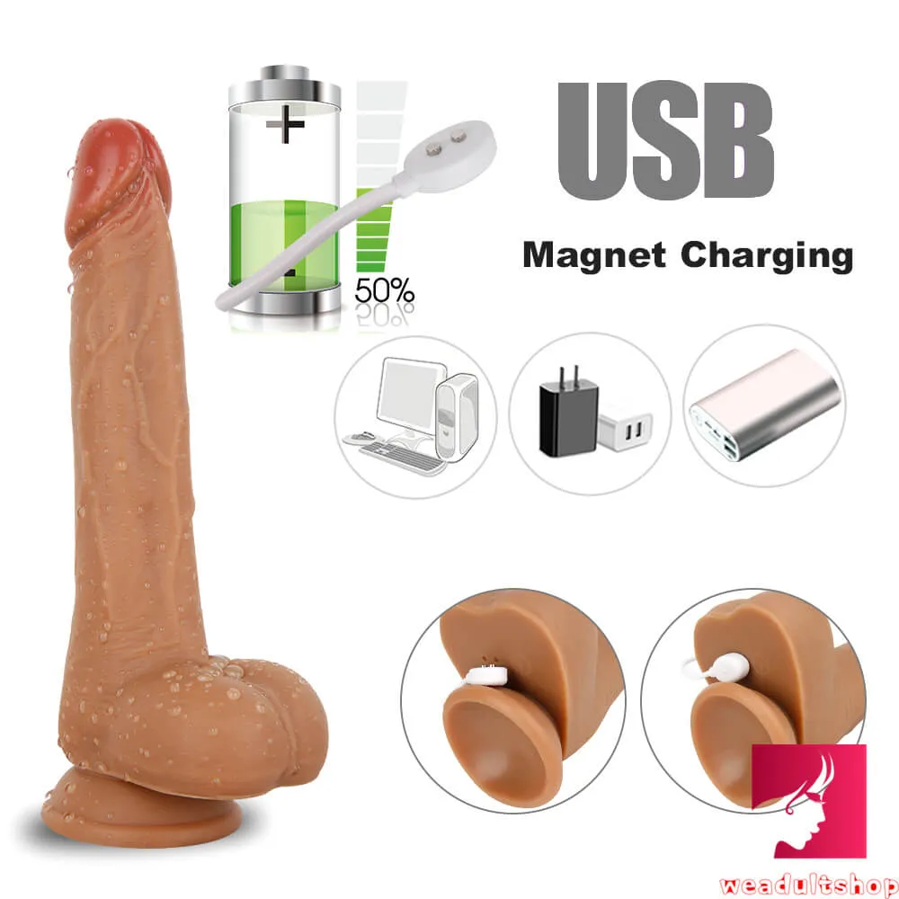 8.3in Wireless Soft Heating Thrusting Dildo Masturbation Toy
