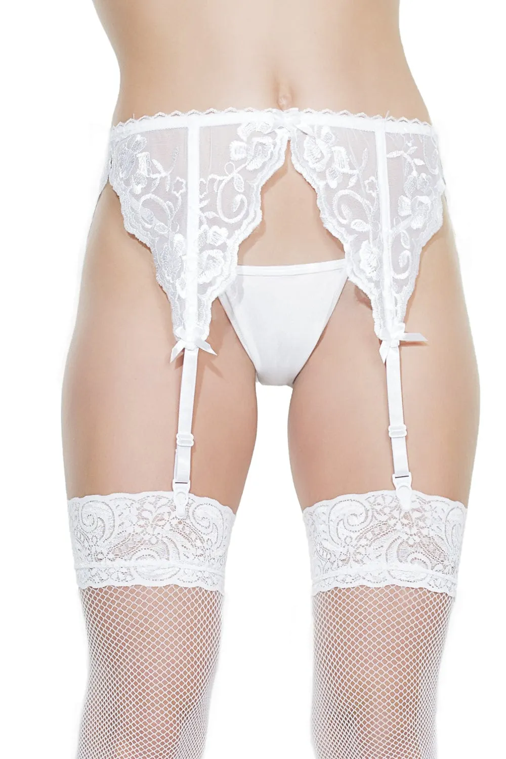 Coquette White French Lace Garter Belt