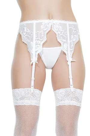 Coquette White French Lace Garter Belt