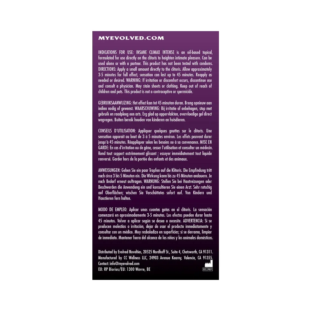 Evolved Insane Climax Intense Clitoral Stimulant 0.34 oz.