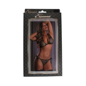 Fishnet Tie Bra & Bikini Set Black 2xl
