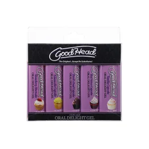 GoodHead Oral Delight Gel Cupcake 5 Pack 1 oz. Vanilla Cupcake. Devil's Food Cupcake. Strawberry Shortcake. Limoncello Cupcake. Red Velvet Cupcake