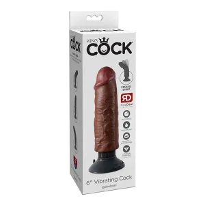 King Cock 6 in. Vibrating Cock Poseable Dildo With Suction Cup Brown