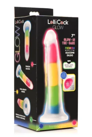 Lollicock 7 Glow- in- the- Dark Rainbow Silicone Dildo Rainbow