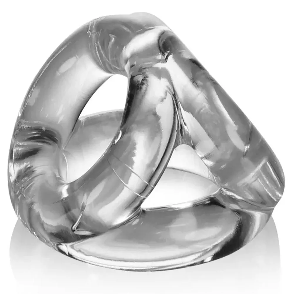 OXBALLS TRI-SPORT versatile 3-ring Cocksling Penis Cock & Ball Ring CLEAR