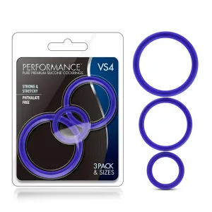 Performance VS4 Pure Premium Silicone Cockrings 3-Pack Set Indigo