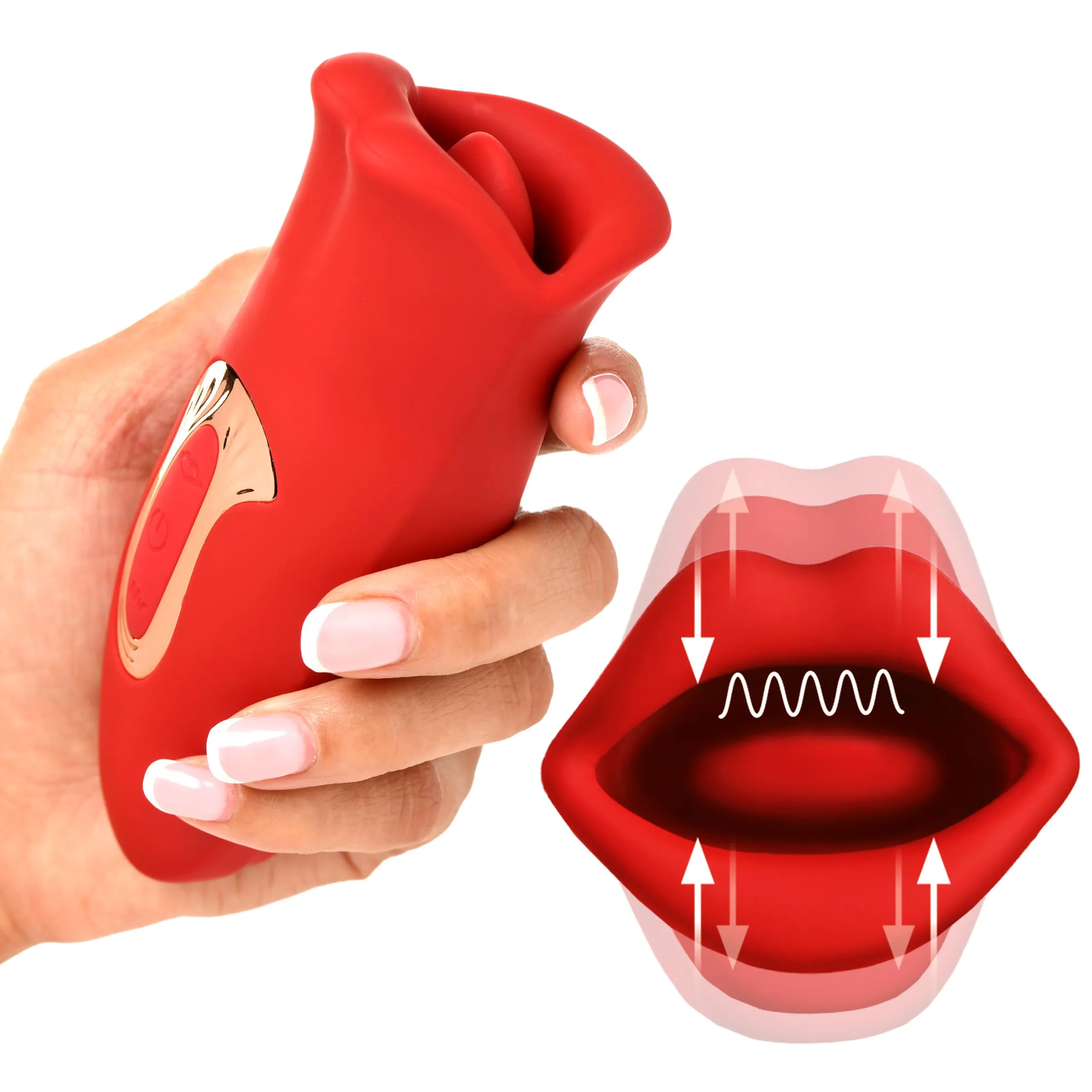 Shegasm Lickgasm Kiss   Tell Silicone Kissing & Vibrating Clitoral Stimulator - Red