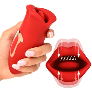 Shegasm Lickgasm Kiss   Tell Silicone Kissing & Vibrating Clitoral Stimulator - Red