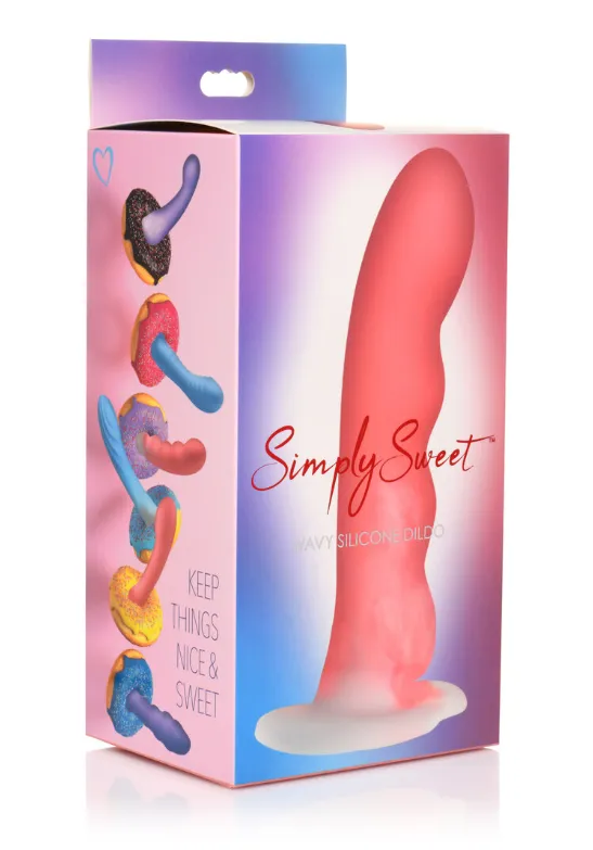 SIMPLY SWEET 8 WAVY SILICONE DILDO PINK/WHITE