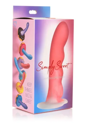 SIMPLY SWEET 8 WAVY SILICONE DILDO PINK/WHITE