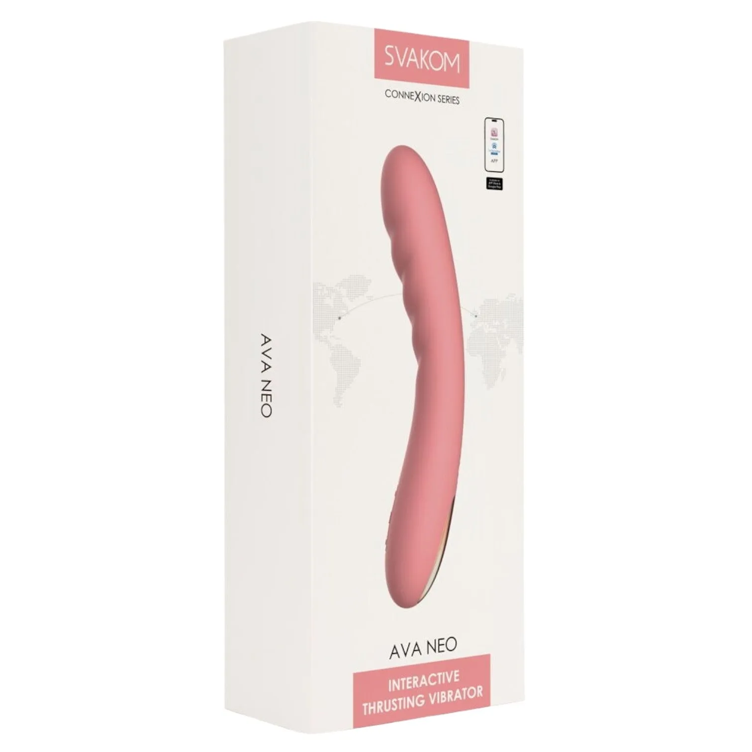 Vibrator interactiv SVAKOM AVA NEO. control prin aplicație. 5 funcții de penetrare automată. 5 funcții de vibrație. roz
